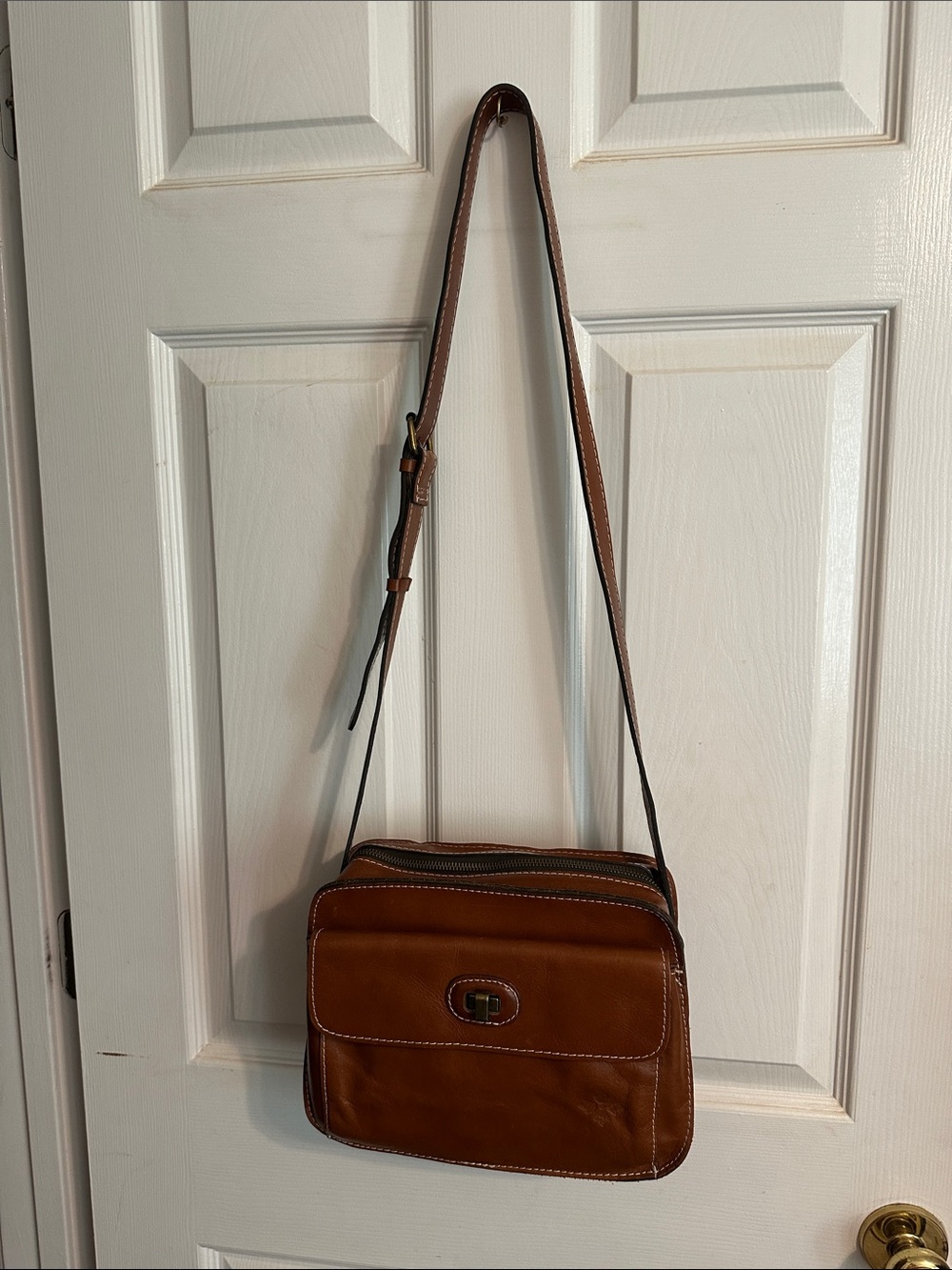 Patricia Nash Cognac Brown Leather Crossbody Bag
